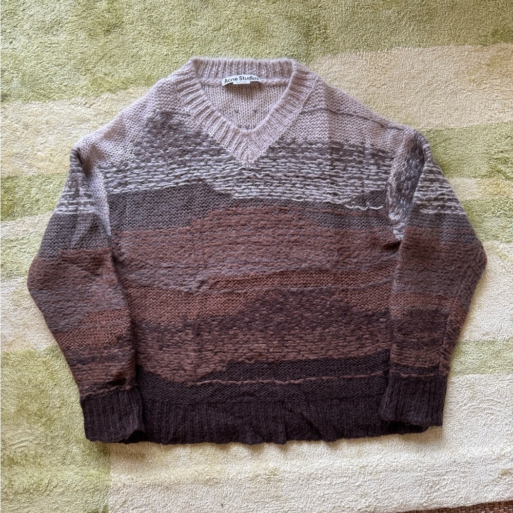 acne studios brown and grey multicolored sweater